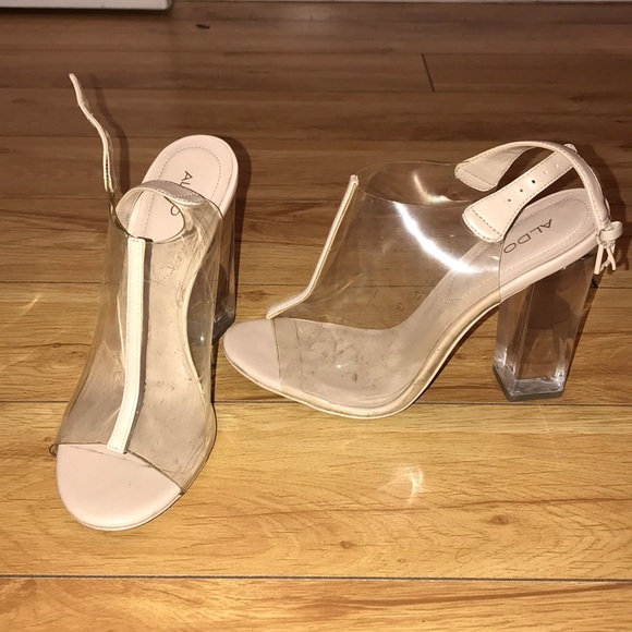 clear aldo heels